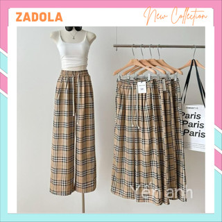 Quần Kẻ Nữ Caro Lưng Cao Dáng Rộng Ống Suông Ulzzang Full Màu Hot - Zadola fashion