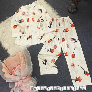 Pijama lụa Thiế kế tay dài quần dài