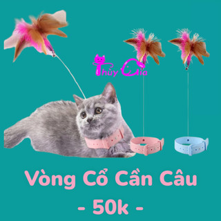 Vòng cổ gắn cần câu lông vũ đuổi bắt cho mèo