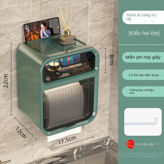 Hộp đựng giấy vệ sinh 2 tầng tường, hộp đựng giấy hộp giấy vệ sinh có kệ để điện thoại