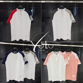 Áo phông Thom Brâu phối 4 vạch raglan cotton mượt siêu cấp 270gsm xu hướng 2024