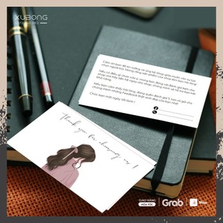 Combo 100 Card Thank You Hình Cô Gái 2 Mặt dành cho các shop tặng khách hàng