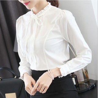 Áo sơ mi nữ thiết kế cổ trụ bèo thắt nơ xinh tay lửng sm29