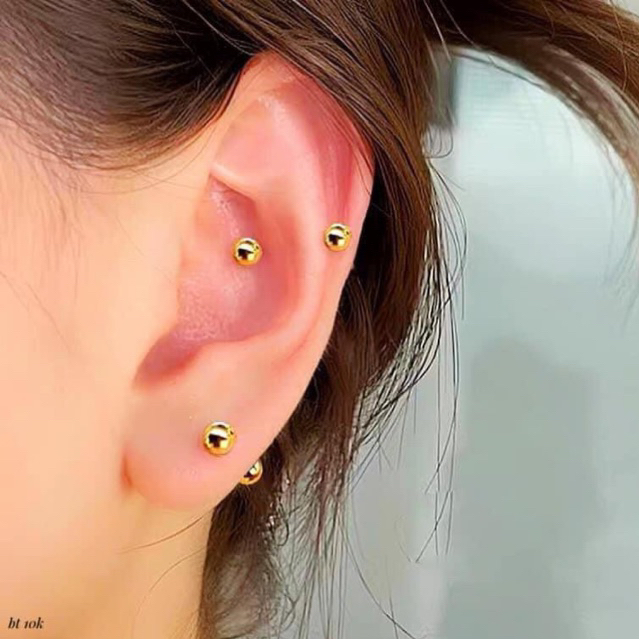 Bông tai nụ chấm bi chốt vặn (1 đôi)