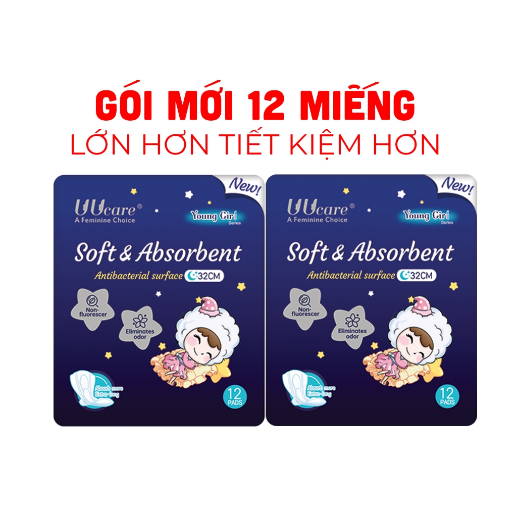 Combo 2 gói Băng vệ sinh UUcare Singapore Young Girl ban đêm 32cm