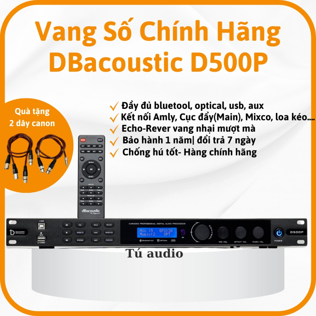 Vang số dB acoustic D 500P Hàng chính hãng. đầy đủ bluetooth cổng quang usb aux.