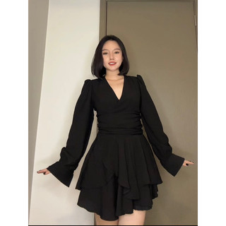 Đ83- Đầm cổ vê vải nhún
