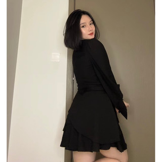 Đ83- Đầm cổ vê vải nhún