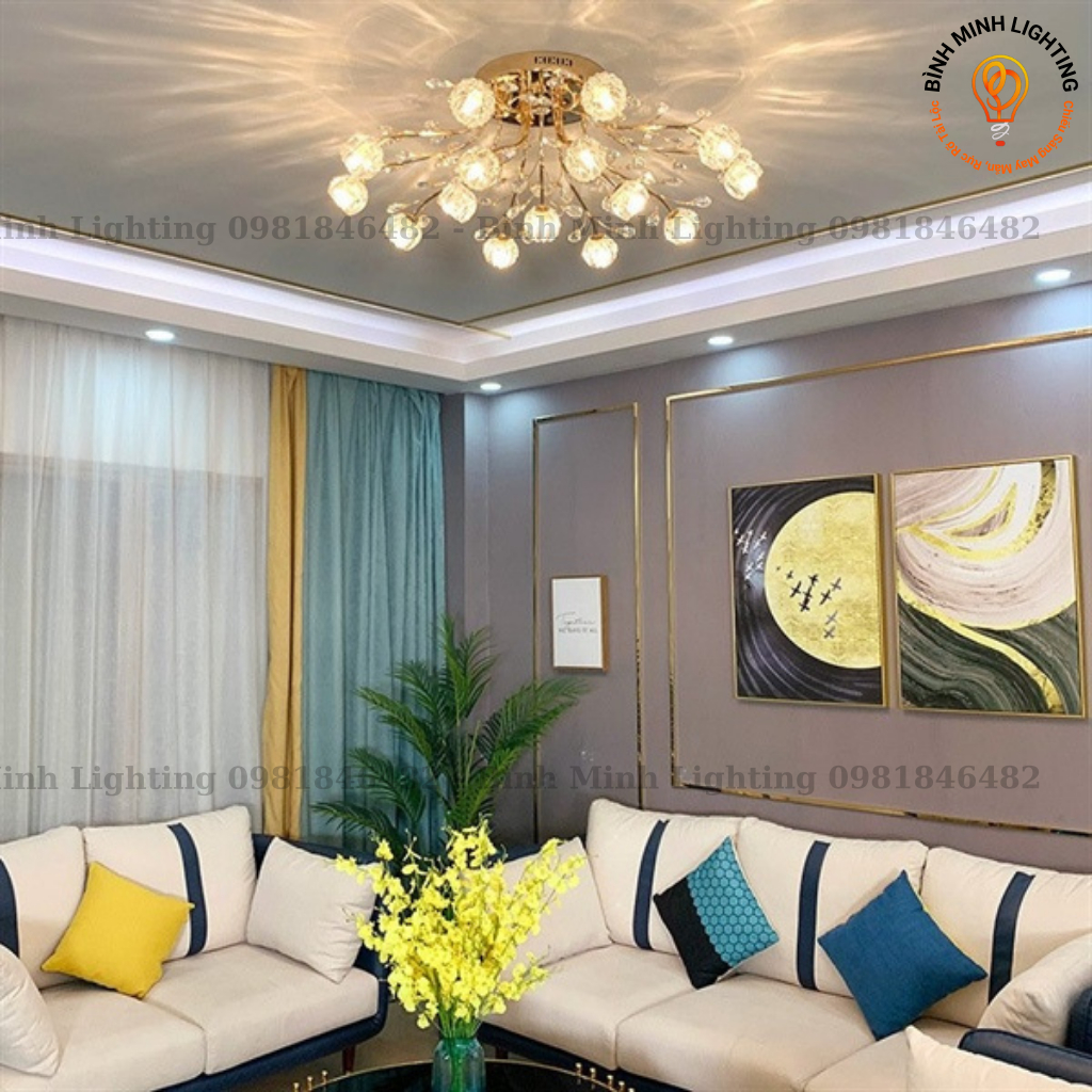 Đèn chùm, đèn thả trần hiện đại trang trí decor phòng khách