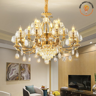 Đèn Chùm, Đèn Chùm Tân Cổ Điển Tay Mạ Vàng Cao Cấp Trang Trí Phòng Khách, Tặng Kèm Bóng (BH 2 Năm)