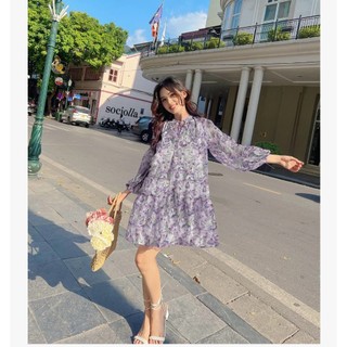Đầm babydoll hoa 2 màu