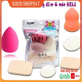 Bông mút trang điểm 6 món cao cấp Keli