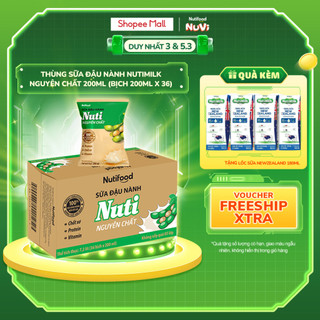  Thùng Sữa Đậu Nành Nutimilk Nguyên Chất 200ml (Bịch 200ml x 36) - Bổ Sung Dinh Dưỡng Từ Hạt Đậu Nành