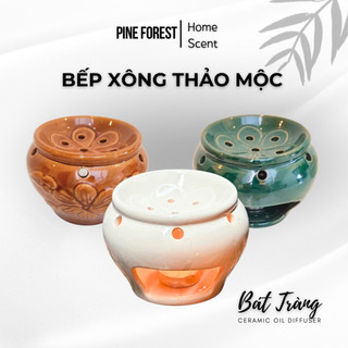 Bếp Xông Thảo Mộc Gốm Sứ Trắng Men Bát Tràng, Bếp Đốt Bồ Kết