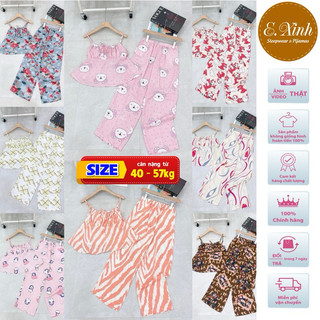 Đồ bộ mặc nhà 2 dây quần dài lụa Mango - Đồ ngủ hai dây quần dài
