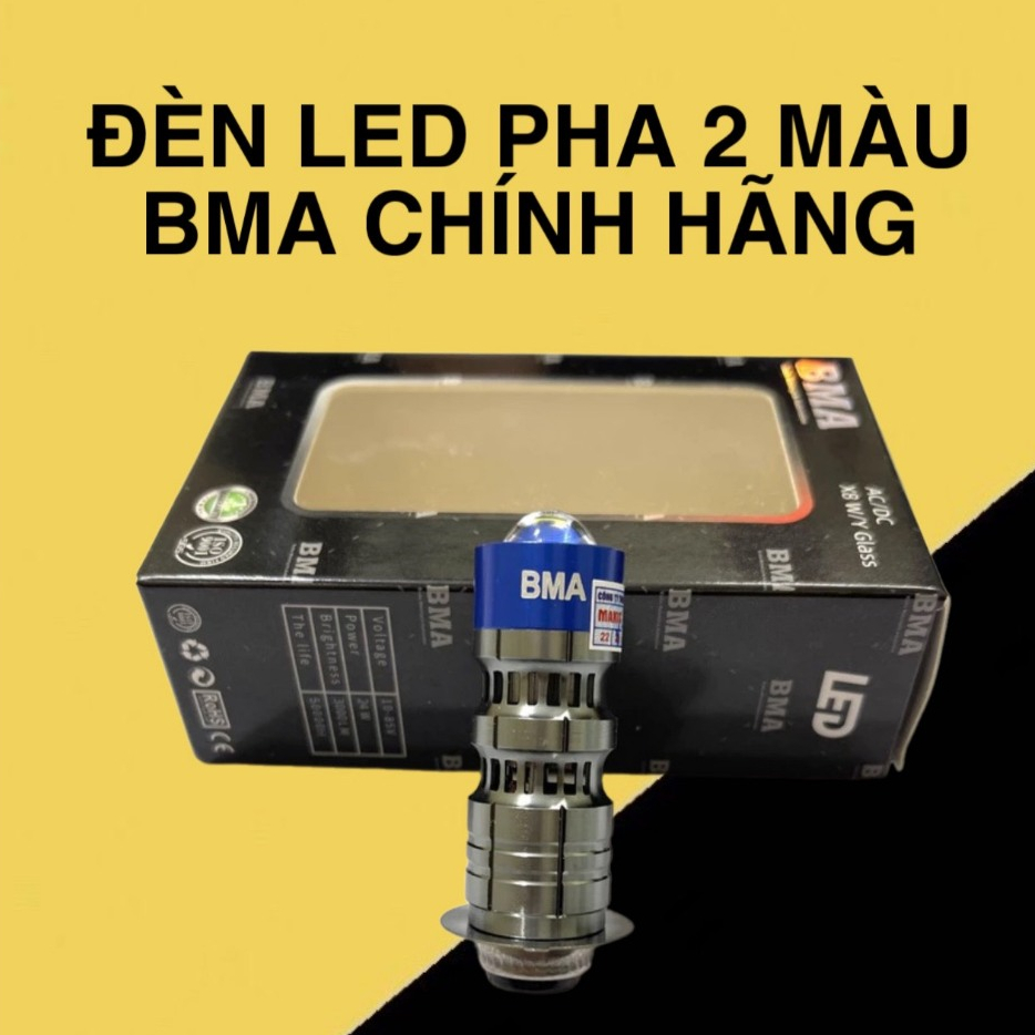 Đèn led pha xe máy, đèn bi cầu chân M5 2 chế độ cos vàng pha trắng siêu sáng