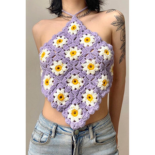 Yếm daisy len móc handmade