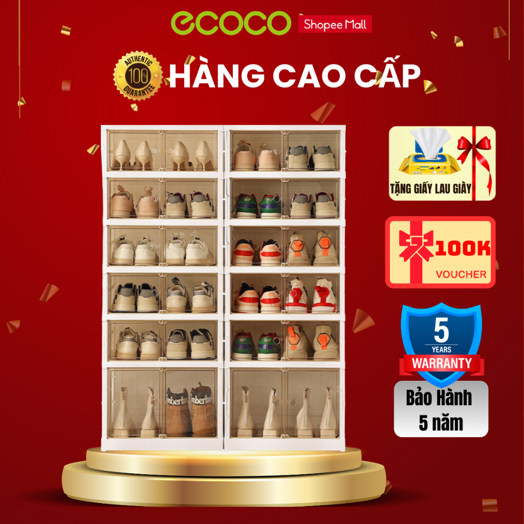 Tủ Để Giày Gấp Gọn Chất Liệu Nhựa ABS Cao Cấp Cửa Hít Nam Châm, Kệ Đựng Giày Đa Năng Tiện Lợi Tháo Lắp Dễ Dàng