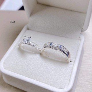 Nhẫn đôi bạc ta Bibi - Nhẫn cặp gắn đá bạc thật Bibi silver