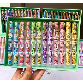 Hộp 12 bút máy xóa được ngòi êm in hình 3d có sẵn ống mực các màu