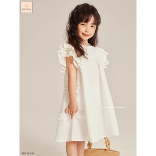 Váy thô trắng tay  phối ren tiểu thư