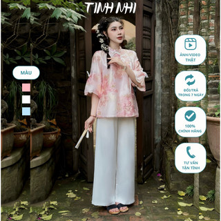 Pháp phục đi lễ chùa chất liệu voan tơ thêu nổi TINH NHI mềm mại thoải mái PP18