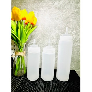 Chai, bình nhựa đựng sốt đa năng, sữa đặc, tương ớt, siro nhiều dung tích có vạch chia rõ ràng