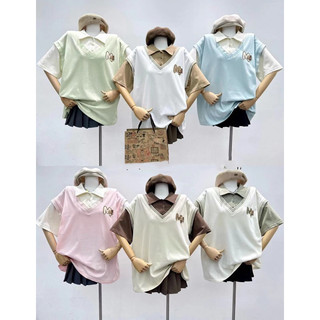 Áo phông oversize giả gile chất coton qc