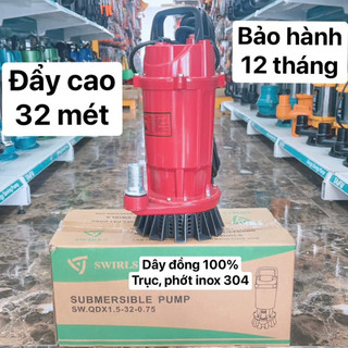 Máy bơm chìm, bơm tõm 750w cổ 25 dây đồng 100% swirls - bảo hành 1 năm, máy bơm nước chìm, bơm thả chìm