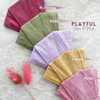 [Có hoa văn] Khẩu trang 3D Memory vải Linen/ thô