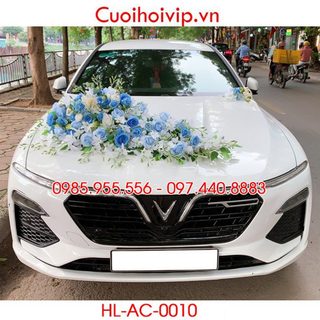 Hoa xe lụa đám cưới hl-ac-0010 - hoa đầu xe, tặng 8 nơ
