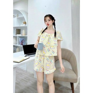 Đồ bộ đùi lụa hàn mềm mặc nhà của nữ