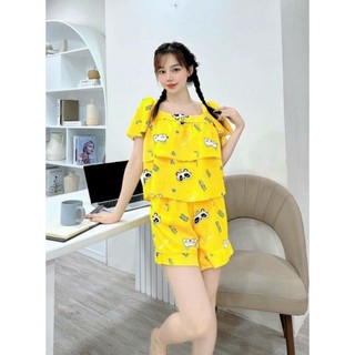 Đồ bộ đùi lụa hàn mềm mặc nhà của nữ