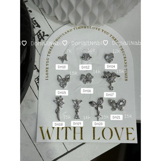 Charm nail đính đá phụ kiện nail nabi - charm đính đá cao cấp bạc phụ kiện trang trí móng tay hình bươm bướm