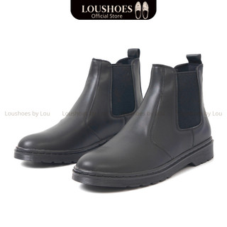 [Đen nửa bóng - Đế cao su 4.5 - Mũi tròn] Giày Chelsea Boots Classic  da nguyên tấm chống nhăn