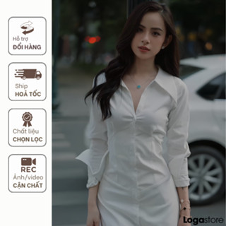 Váy sơ mi trắng dáng dài, đầm somi dài tay phong cách trẻ trung, thanh lịch Loga store - L68