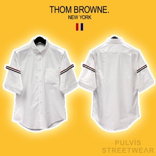 ⚡️ - áo sơ mi thom brown short sleeve oxford with stripe white, áo sơ mi tb, áo sơ mi nam nữ