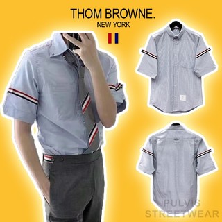 ⚡️ - áo sơ mi thom brown short sleeve oxford with stripe light blue, áo sơ mi tb, áo sơ mi nam nữ