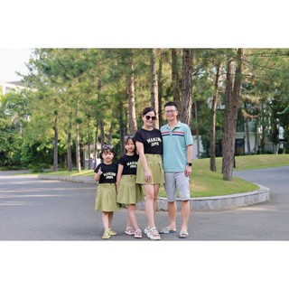 [MÂY KID] SET ÁO VÀ CV XANH MAKING ĐỒ ĐÔI MẸ BÉ