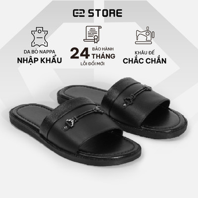 Dép da nam G2 Gaia kiểu quai ngang, Dép lê nam chất liệu da bò đế khâu cao cấp thích hợp đi biển