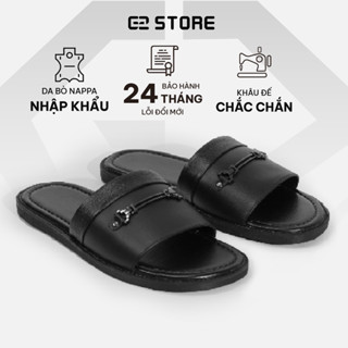 Dép da nam G2 Gaia kiểu quai ngang, Dép lê nam chất liệu da bò đế khâu cao cấp thích hợp đi làm, đi biển