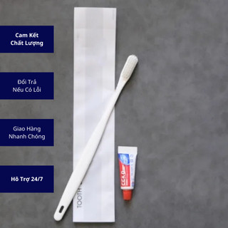 Set 100 bàn chải cán sứ kèm kem đánh răng túi trắng chuyên dùng khách sạn nhà nghỉ cao cấp Nanomex