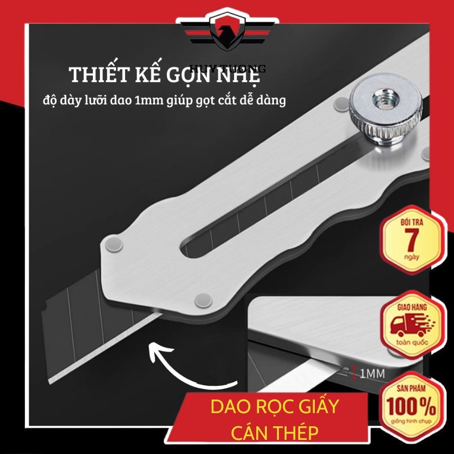 Dao rọc giấy cắt giấy inox, lưỡi dao dọc giấy lưỡi cây sủi tường cao cấp tiện dụng (màu ngẫu nhiên)(có bán sỉ)-Huy Tưởng