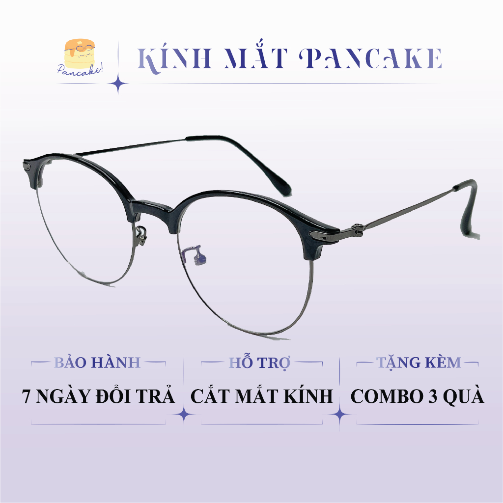 Gọng kính cận nam nữ mắt kính tròn gọng kính kim loại màu sắc thời trang 272336 - Kính mắt PanCake