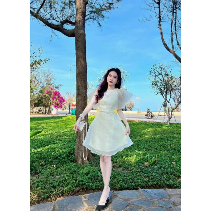 ĐẦM TAY BÈO 2 LỚP KẾT CƯỜM EO (CÓ LÓT)