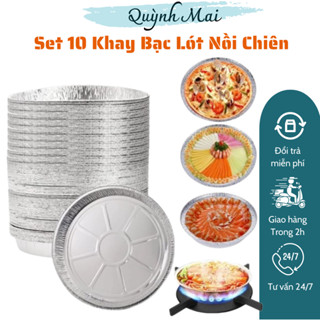 Sét 10 khay giấy bạc lót nồi chiên không dầu ( giấy bạc lót nồi chiên hình khuôn bánh)