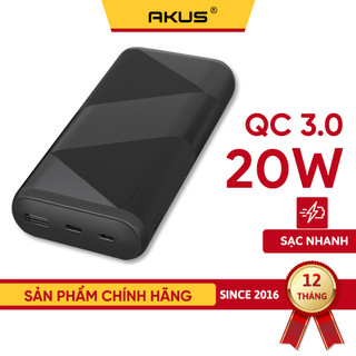 Sạc dự phòng 20000mAh AKUS A22lux Sạc nhanh 20W Type-C in/out