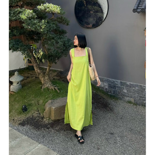 đầm 2dây bản to linen 2 lớp