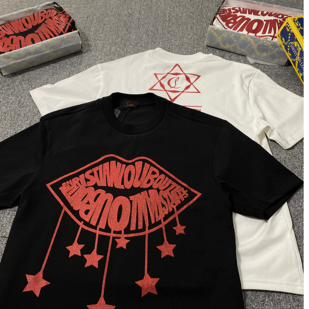 Áo Phông Nam Nữ , Áo Thun Siêu Cấp In Kim Tuyến Môi Màu Đỏ Tay Lỡ Logo In Chìm Chất Cotton mềm mịn Form rộng HOT 2024