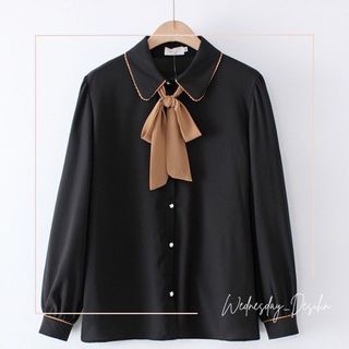 Áo Sơ Mi Nữ, Sơ Mi Phối Nơ - SM01